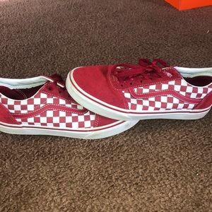 red checkered old skool vans